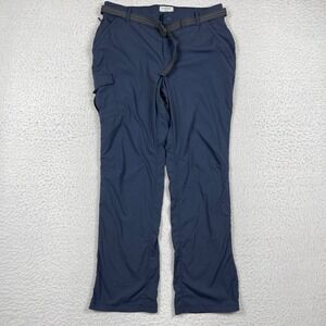LL Bean Cargo Pants Womens Medium Blue Built-in Belt Travel Hiking Gorpcore